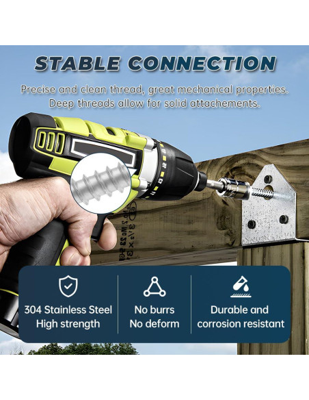 20 Tornillos Hexagonales Acero Inoxidable 304 1/4 x 25mm con Arandelas