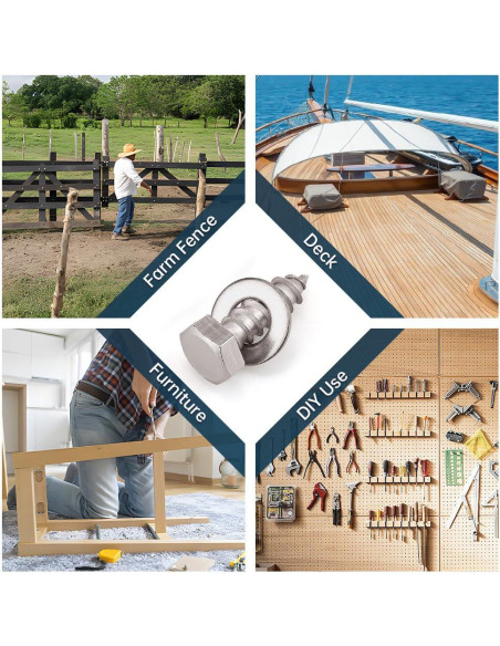 20 Tornillos Hexagonales Acero Inoxidable 304 1/4 x 25mm con Arandelas