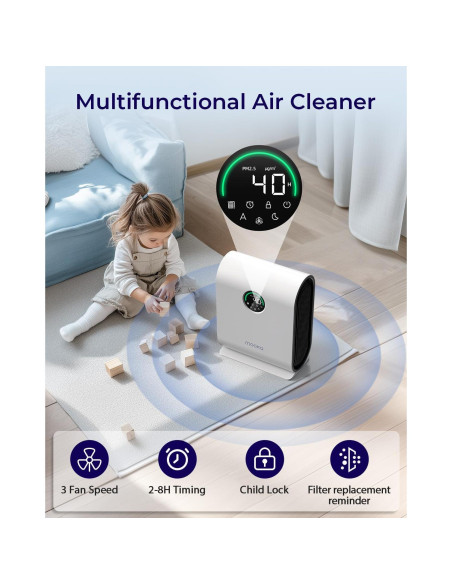 Purificador de Aire HEPA MOOKA KJ217 para Habitaciones Grandes