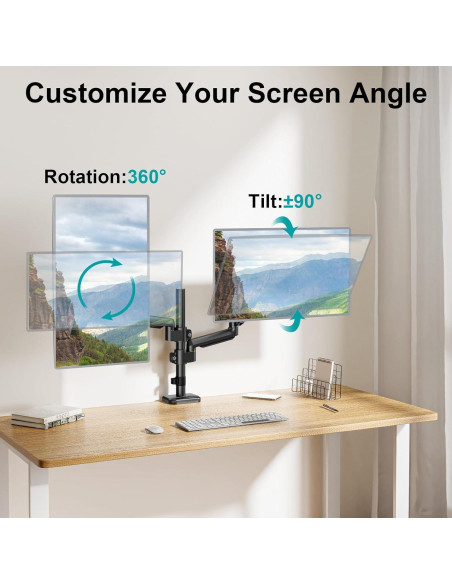 Soporte Doble para Monitor MOUNT PRO 13-32" Ajustable Negro