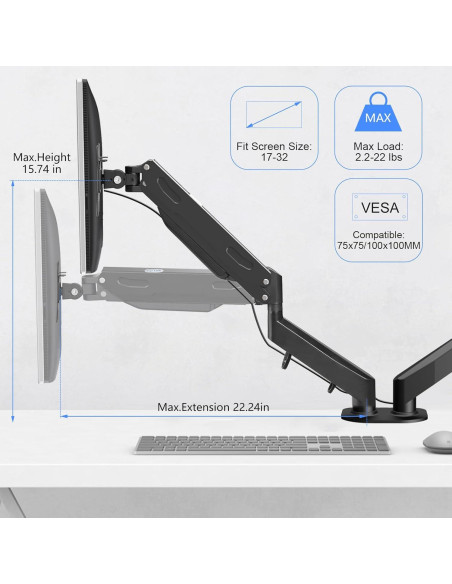 Soporte Doble para Monitor Pholiten MD800 32" Ajustable VESA