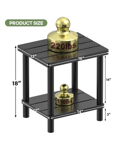Mesa Lateral Exterior LEJANEOYE de Bambú 2 Niveles Negra