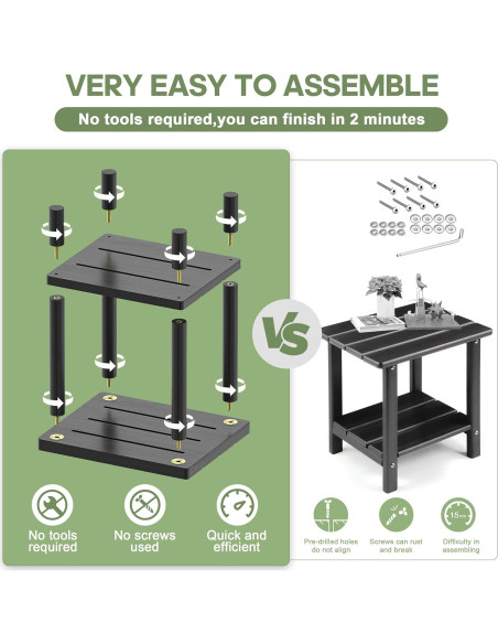 Mesa Lateral Exterior LEJANEOYE de Bambú 2 Niveles Negra