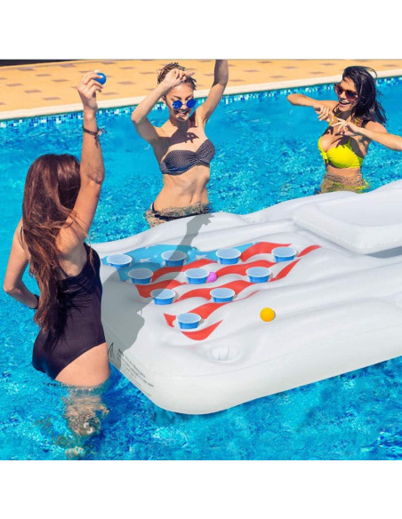 Flotador Inflable Beer Pong Jasonwell 1.83m con Cooler y 8 Pelotas
