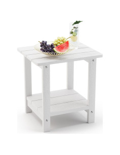 Mesa Lateral Exterior LUE BONA Blanca HDPS 2 Niveles 42.4 cm