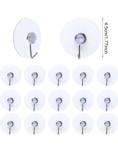 Gancho de Pared con Ventosa Honbay 30pcs 45mm para Baño y Cocina