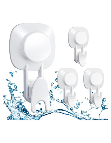 Ganchos de Ventosa LUXEAR - Paquete de 4, Soporta 5kg, Impermeables