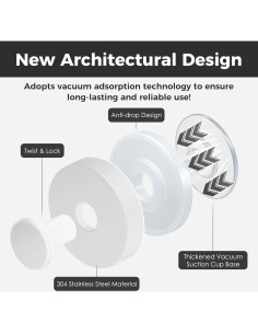 Ganchos de Ducha Removibles WingWider 4 Piezas Blanco 2