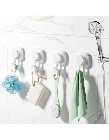 Ganchos de Ventosa LUXEAR - Paquete de 4, Soporta 5kg, Impermeables