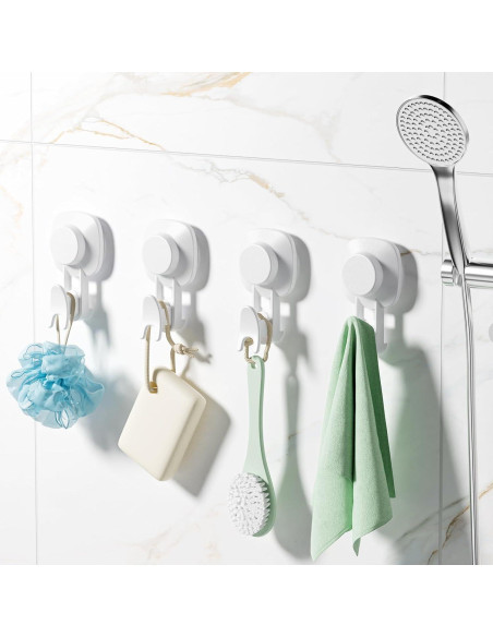 Ganchos de Ventosa LUXEAR - Paquete de 4, Soporta 5kg, Impermeables