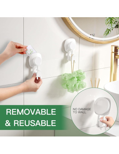 Ganchos de Ventosa LUXEAR - Paquete de 4, Soporta 5kg, Impermeables