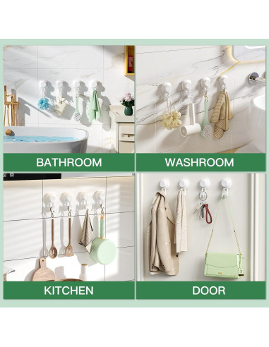 Ganchos de Ventosa LUXEAR - Paquete de 4, Soporta 5kg, Impermeables