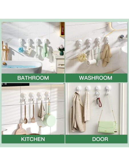 Ganchos de Ventosa LUXEAR - Paquete de 4, Soporta 5kg, Impermeables