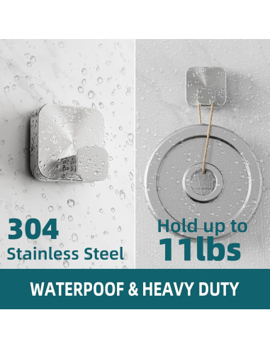 Ganchos de Succión TAILI Acero Inoxidable 304 Plata - 2 Unidades