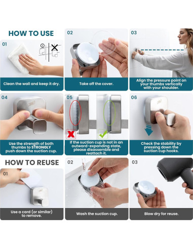 Ganchos de Succión TAILI Acero Inoxidable 304 Plata - 2 Unidades