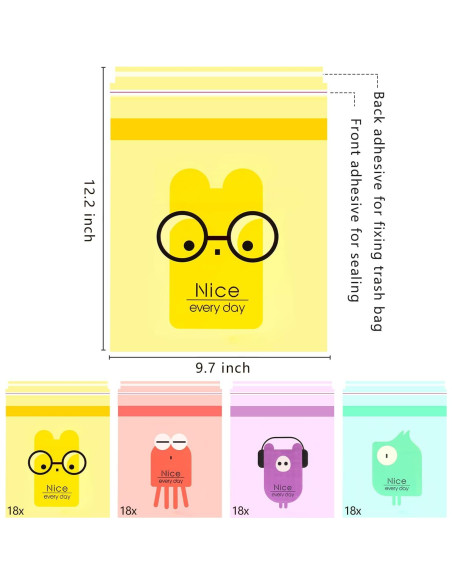 72 Bolsas de Basura Desechables Hion Autoadhesivas 5 Galones