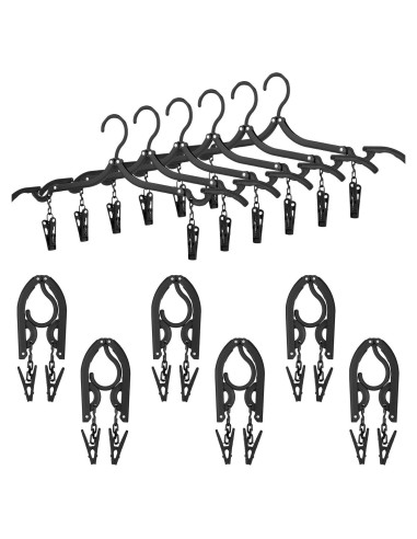 Perchas de Viaje Plegables XBUYTO 12pcs Ahorra Espacio Negro
