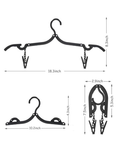 Perchas de Viaje Plegables XBUYTO 12pcs Ahorra Espacio Negro