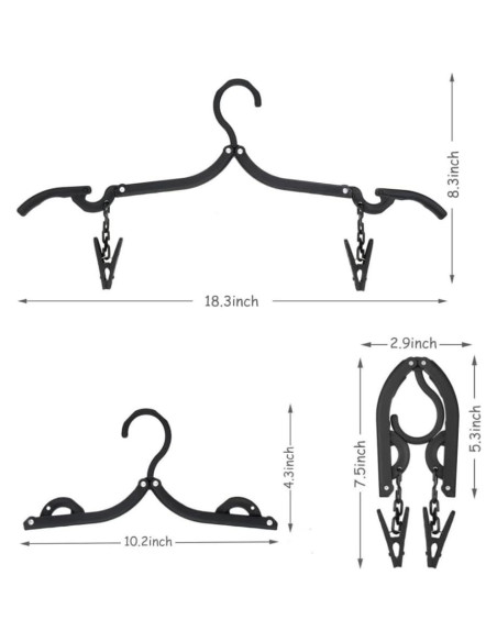 Perchas de Viaje Plegables XBUYTO 12pcs Ahorra Espacio Negro