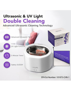 Limpiador Ultrasónico SmileOVilla con Luz UV para Retenedores y Joyería 2