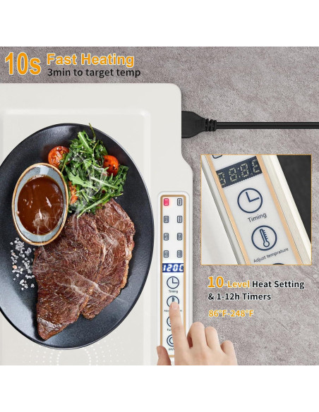 Bandeja Calentadora de Comida Eléctrica Ladate 3 Placas 80W