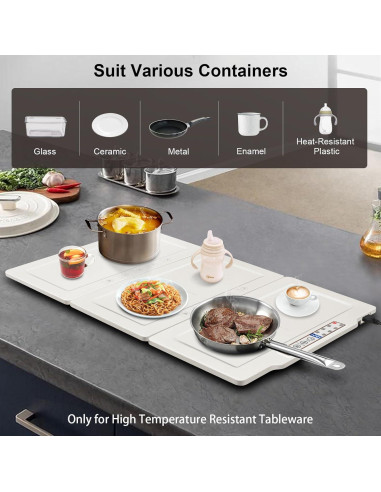 Bandeja Calentadora de Comida Eléctrica Ladate 3 Placas 80W