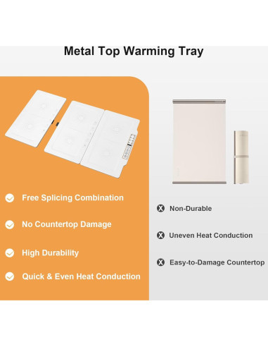 Bandeja Calentadora de Comida Eléctrica Ladate 3 Placas 80W