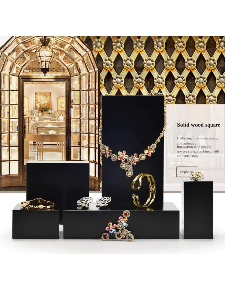 Soporte de exhibición de joyería Oirlv minimalista madera negra