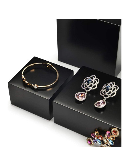 Soporte de exhibición de joyería Oirlv minimalista madera negra