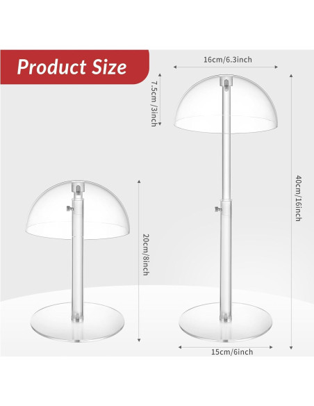 Soporte de Sombreros Acrílico JUESHA Ajustable 20-40 cm