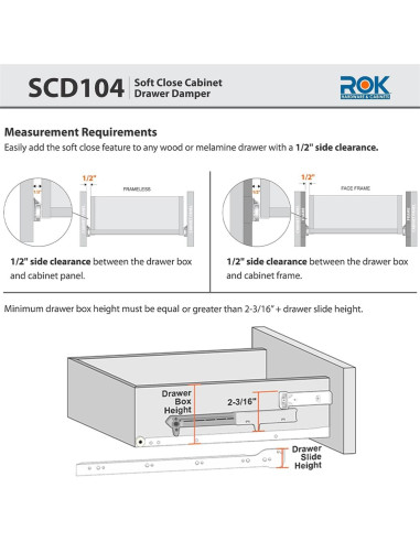 Cierre Suave para Cajones de Madera Rok Hardware 2-Pack Blanco