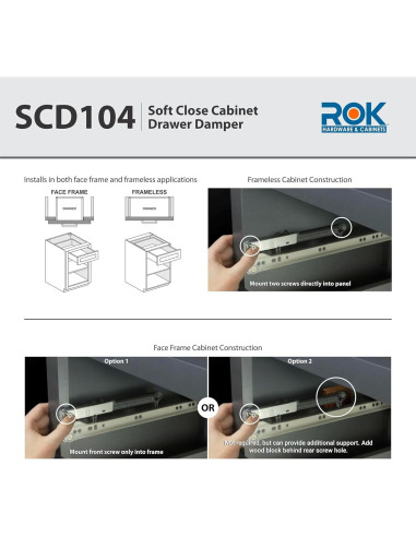 Cierre Suave para Cajones de Madera Rok Hardware 2-Pack Blanco