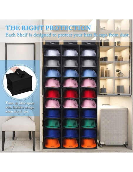Soporte para Sombreros VAESIDA Negro, Organizador Colgante 10 Estantes