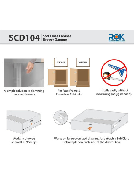 Cierre Suave para Cajones de Madera Rok Hardware 2-Pack Blanco