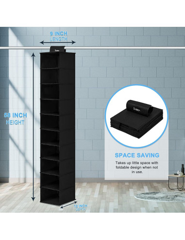 Soporte para Sombreros VAESIDA Negro, Organizador Colgante 10 Estantes