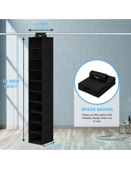 Soporte para Sombreros VAESIDA Negro, Organizador Colgante 10 Estantes