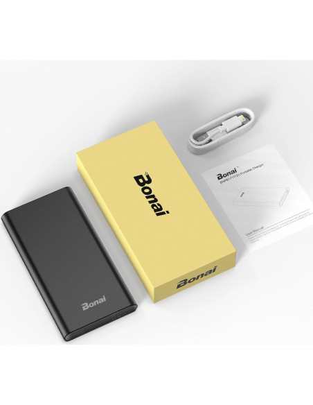 Cargador Portátil BONAI 12000mAh Carga Rápida USB-C Negro