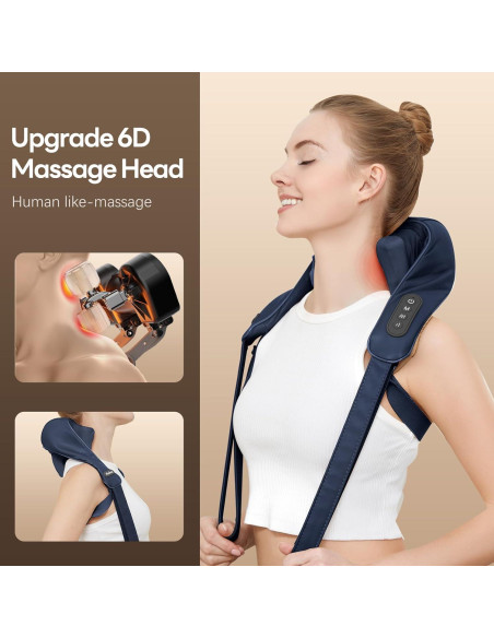 Masajeador de Cuello Inalámbrico Perlevi N27A con Calor 6D