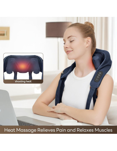 Masajeador de Cuello Inalámbrico Perlevi N27A con Calor 6D