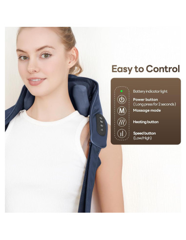 Masajeador de Cuello Inalámbrico Perlevi N27A con Calor 6D