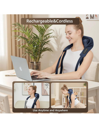 Masajeador de Cuello Inalámbrico Perlevi N27A con Calor 6D