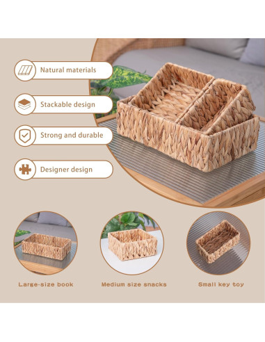 Juego de Cestas de Almacenamiento MIZHICRAFT 3 Piezas Natural