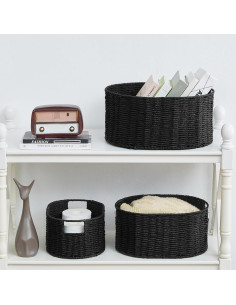 Juego de 3 Cestas de Mimbre Vagusicc Redondas 38.1x30.5 cm 2