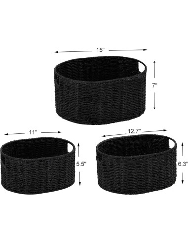 Juego de 3 Cestas de Mimbre Vagusicc Redondas 38.1x30.5 cm