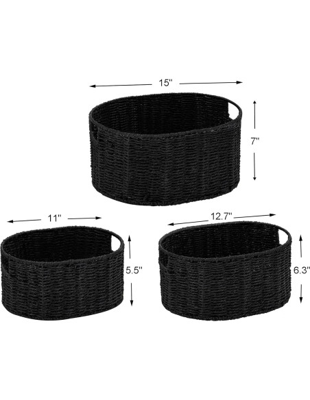 Juego de 3 Cestas de Mimbre Vagusicc Redondas 38.1x30.5 cm