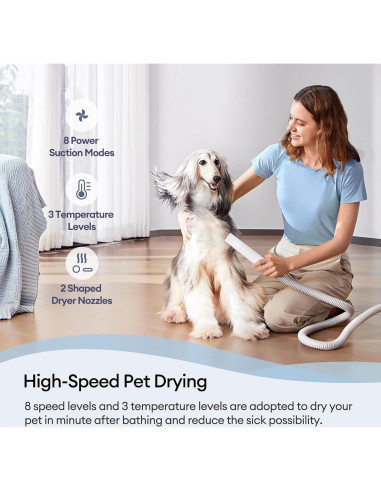 Kit de Aspiradora y Secador Ultenic P30 3 en 1 para Mascotas