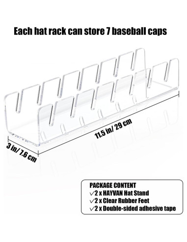 Soporte para Gorras HAYVAN 2 Pack Acrílico Transparente 14 Gorras