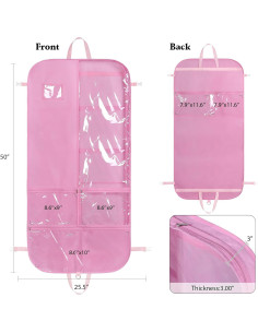 Bolsa de Vestuario para Danza Univivi 127 cm Rosa con 5 Bolsillos 2