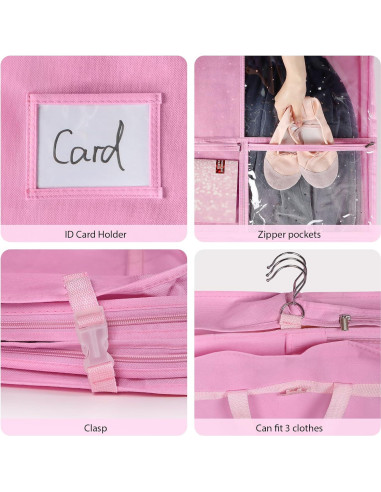 Bolsa de Vestuario para Danza Univivi 127 cm Rosa con 5 Bolsillos