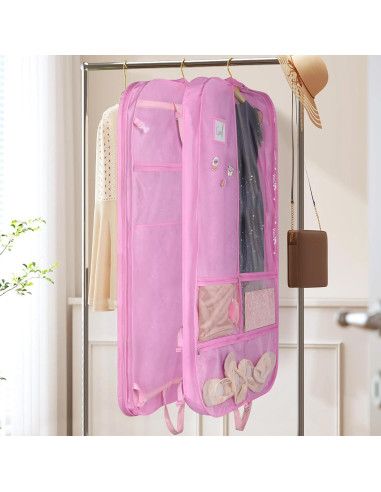 Bolsa de Vestuario para Danza Univivi 127 cm Rosa con 5 Bolsillos